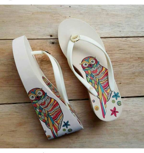 Sandal Wanita / Sandal Wedges Darlingen Owl 7 cm + lengkap box