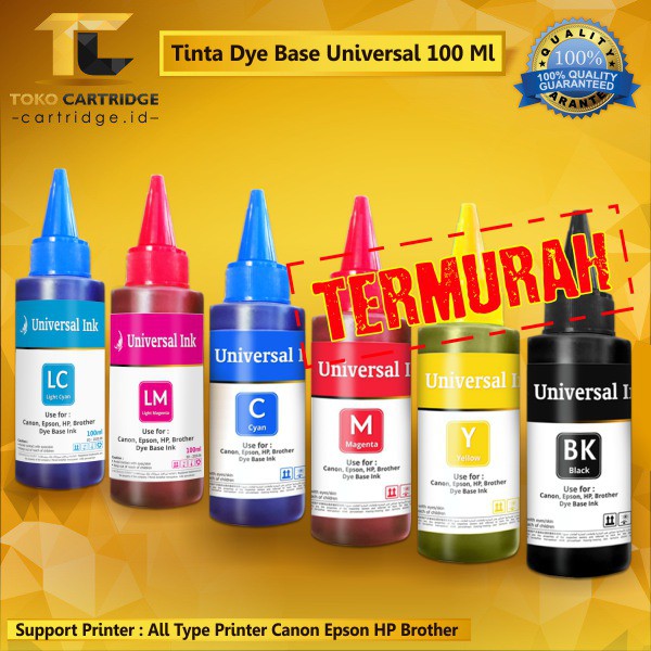 Tinta universal 100ml Pengganti epson 664 T664 673 T673 001 003 774 ink Cyan Magenta Yellow Black