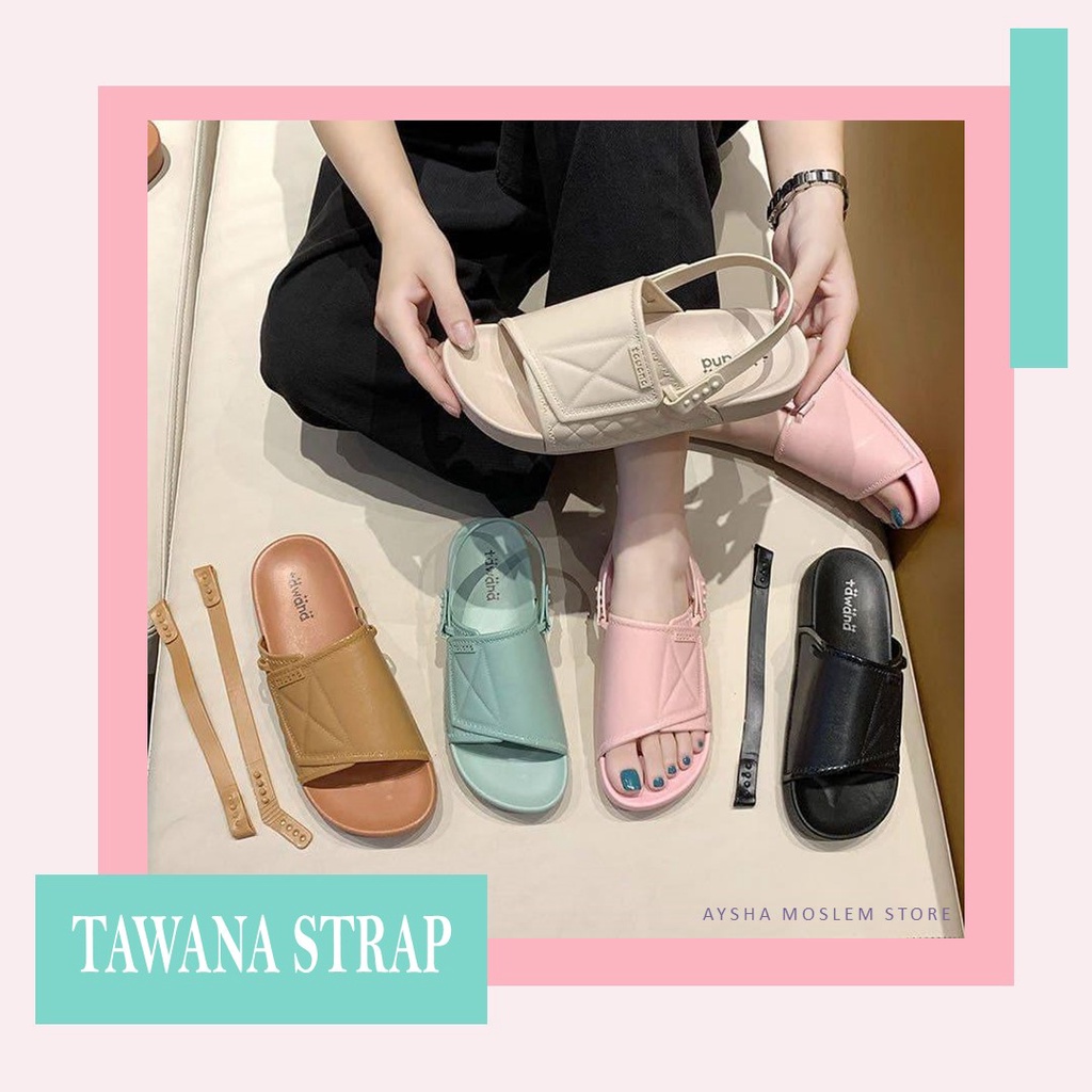 Sendal Sepatu Wanita Kekinian Sandal Anti Slip Tawana Strap Tali Lepas Pasang Sandal Jelly Terbaru