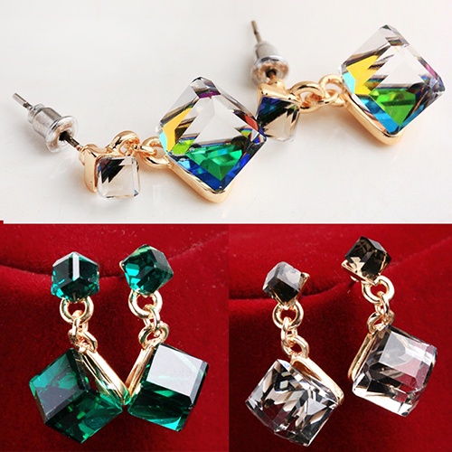 Hu Hu Hu Hu Hu Alat Bantu Pasang Kacamata♡ Anting Stud Liontin Bentuk Kubik Persegi Gaya Korea Untuk Wanita