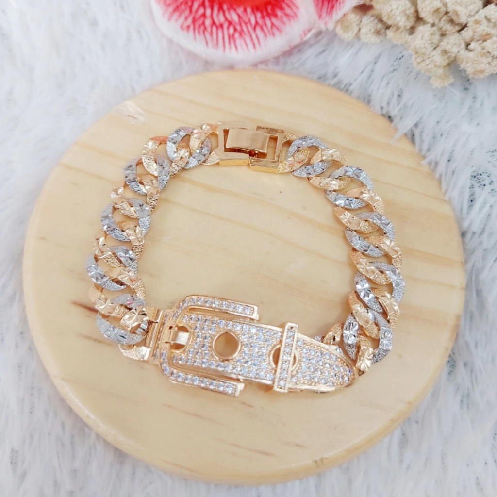 Gelang Xuping Permata Rantai Kombinasi Lapis Emas 18k F53,54
