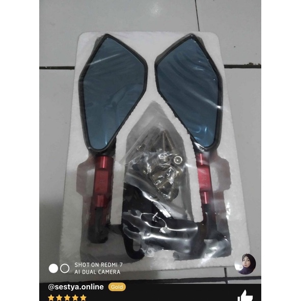 PROMO TERMURAH Spion Tomok V5 Full CNC non Breket Fearing Universal Smua motor (HARGA SUDAH SEPASANG KIRI KANAN) KACA BIRU