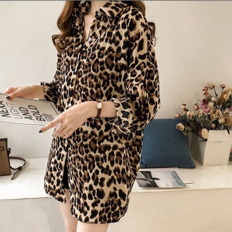 Ay_Na KEKINIAN KEMEJA LEOPARD KEMEJA WANITA JUMBO LEOPARD XXXXL XXXL KEMEJA WANITA MACAN MURAH