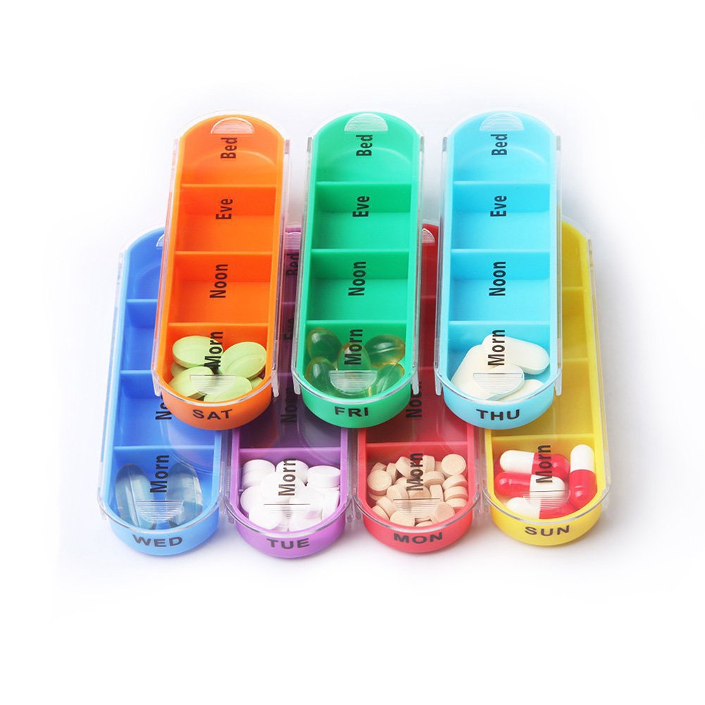 1 Set Case Organizer Kotak Penyimpanan Obat Pil 7 Hari Mingguan 28 Grid Untuk Travel