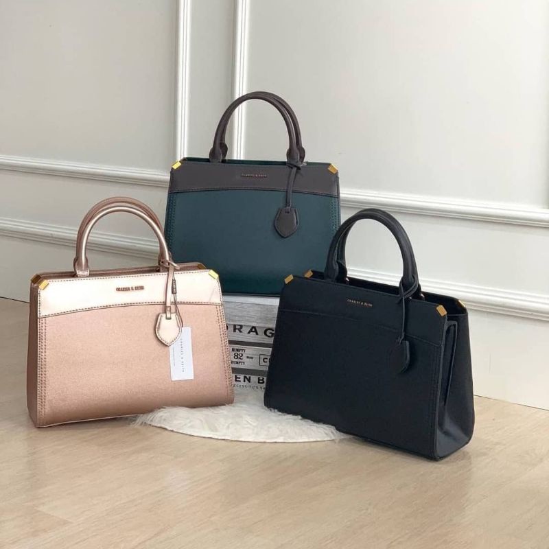 CK Metal-Edged Top Handle Bag