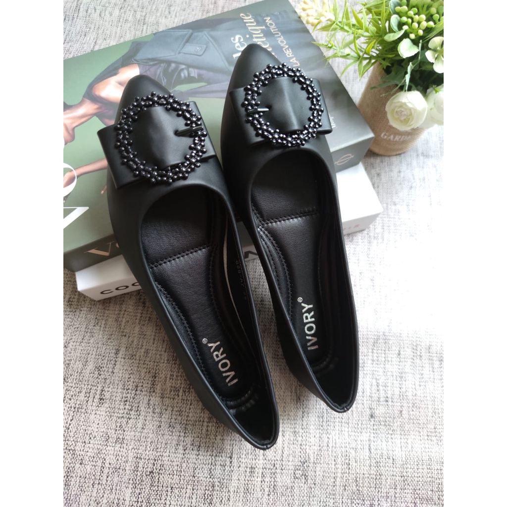 IVORY Sepatu Flat Wanita Import Termurah 888-A7 Hitam