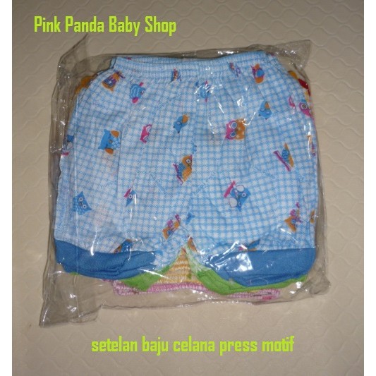 SETELAN PRESS SALUR TC BAYI BAJU + CELANA BAYI 12 PASANG / Setelan Baju &amp; Celana Press Motif Warna Mix