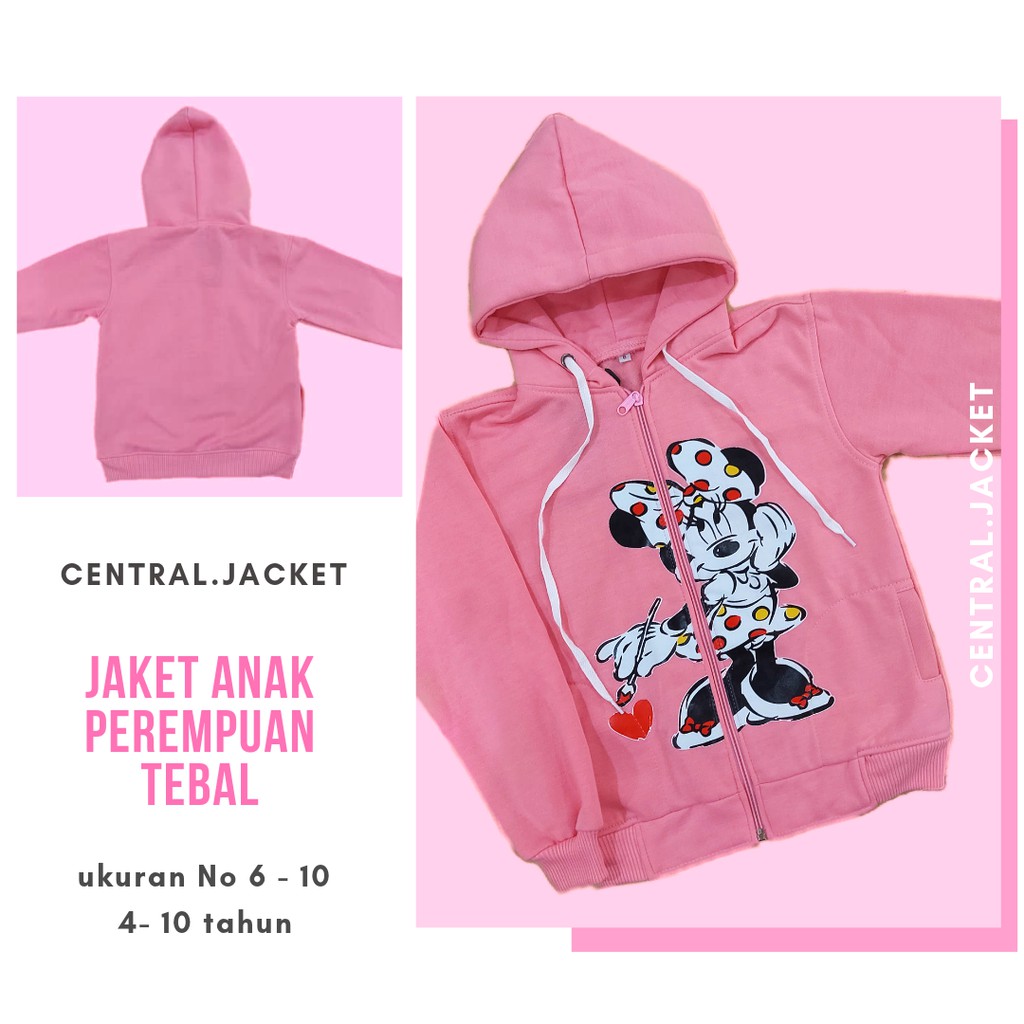 SWEATER ANAK PEREMPUAN PINK - JAKET HOODIE ANAK PEREMPUAN KARTUN - JAKET ANAK TEBAL