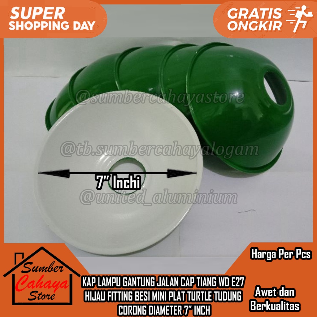 Kap Lampu Gantung Jalan Taman Cafe Outdor Anti Air Cover Coper Cap Cup Topi Tiang Wd E27 Hijau Ijo F