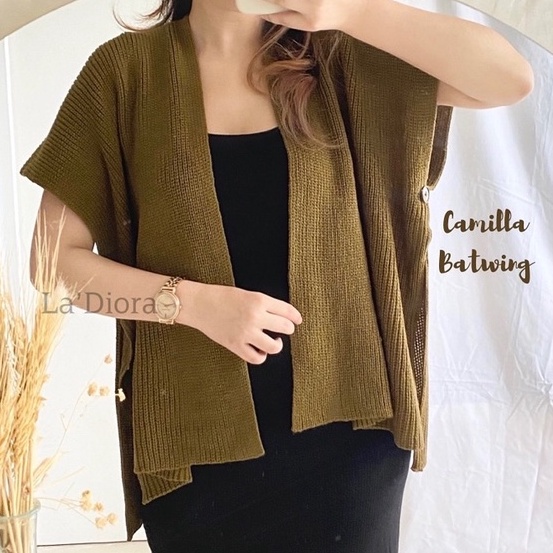 CARDIGAN CAMILLA RAJUT MOTIF ROMPI KELELAWAR/outer rajut camilla batwing cardy motif rompi