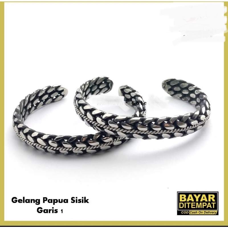 Gelang Anyam Papua GARIS Baja Putih Gelang Besi Putih Pria Gelang Pria Terbaru Gelang Besi Stainless