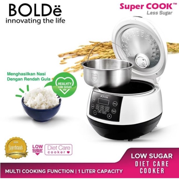 BOLDE Super Cook Less Sugar Rice Cooker 1L Magicom Rendah Gula Diet