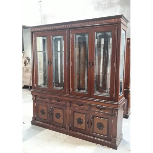 Bufet Hiasan Ruang Tamu 4 Pintu Kayu Jati Bupet Seprayu