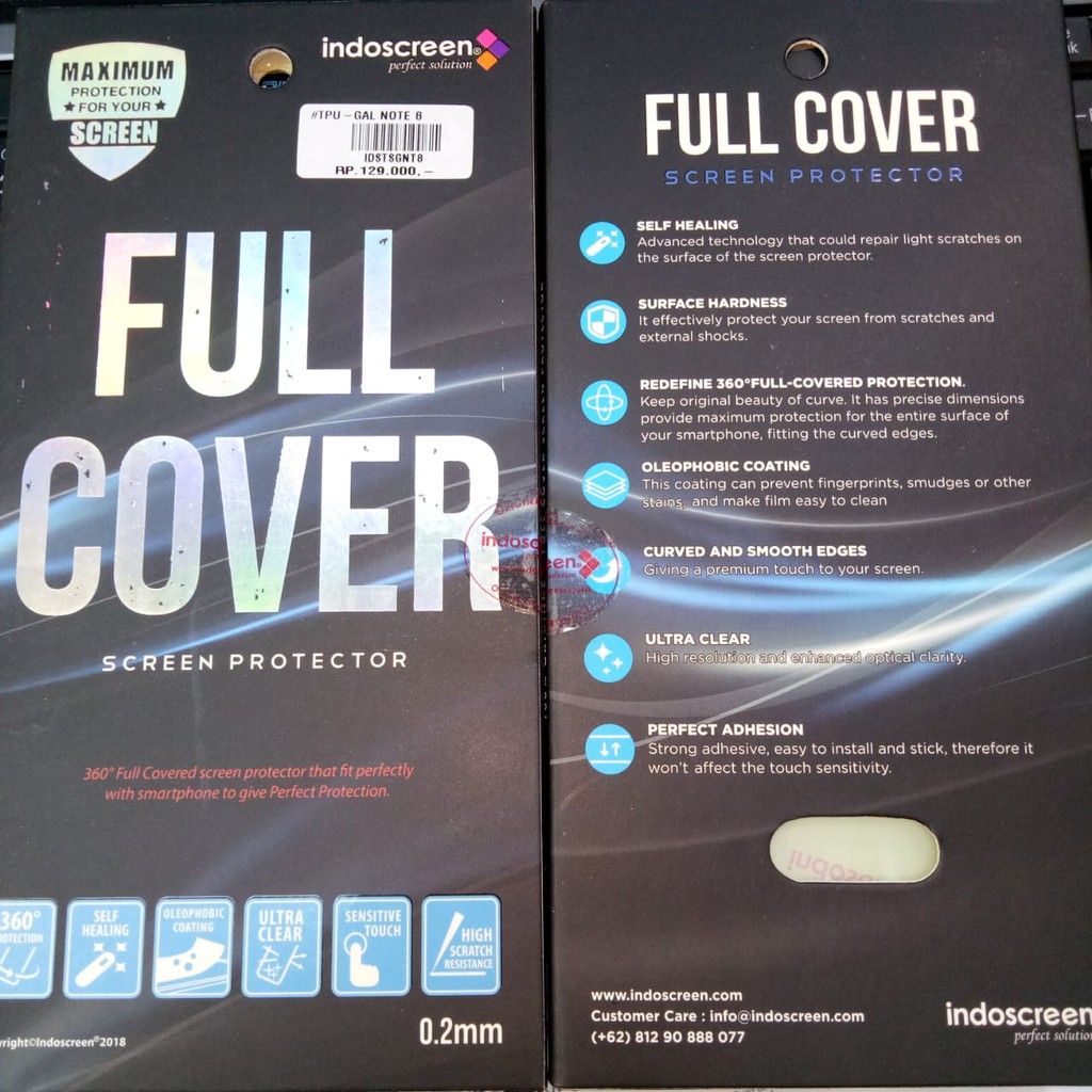 Anti gores full samsung note 8 screen protector indoscreen full cover