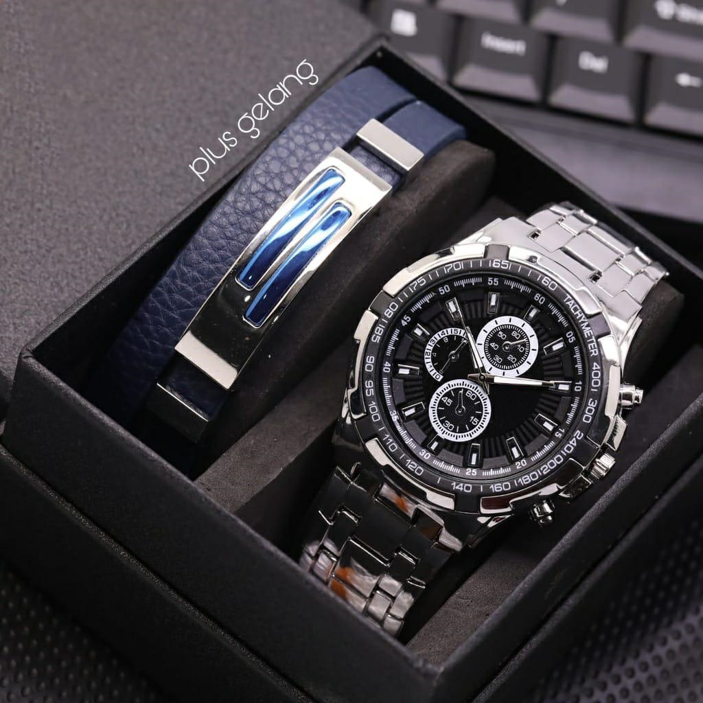 Best Seller! Jam Tangan Pria / Cowok Sporty Fashion 9988Ls Chrono Variasi Free Gelang &amp; Box - COD