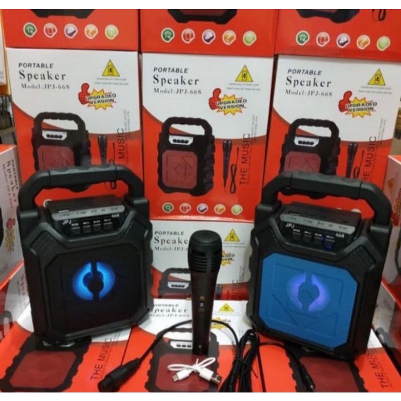 Speaker Bluetooth Portable JPJ-668 Karaoke Free Mic
