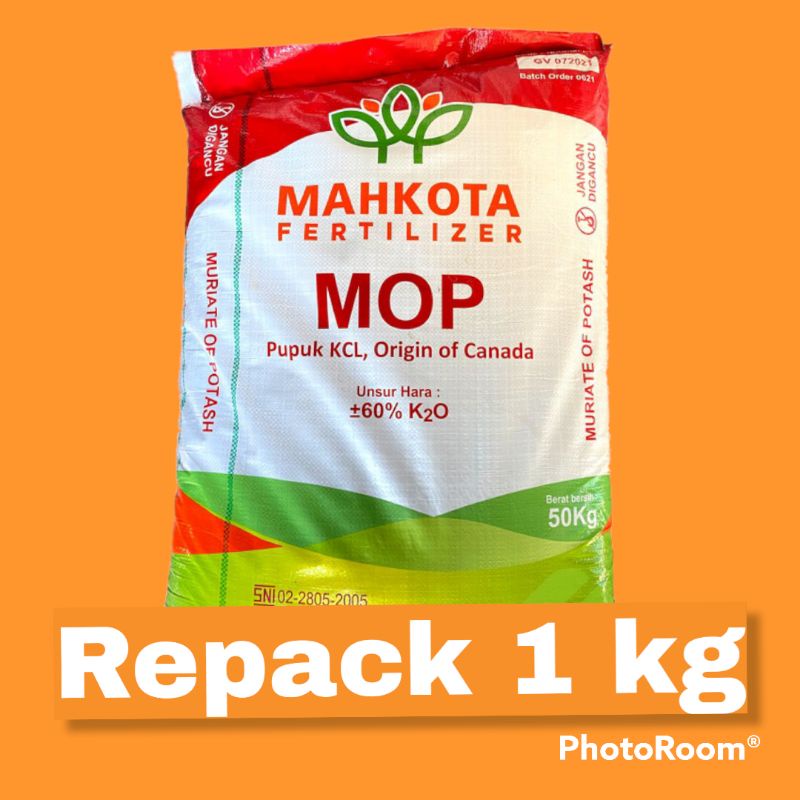 Pupuk KCL mahkota Canada kemasan Repack 1 kg KCL MOP