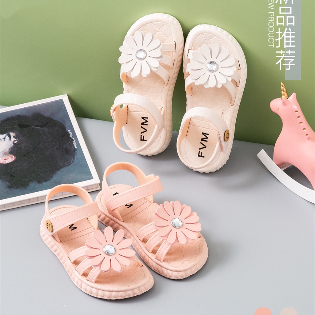 HappyOliver DIAMOND FLOWER Sandal Anak Perempuan Bahan Karet Model Lucu 2-8 Tahun Import