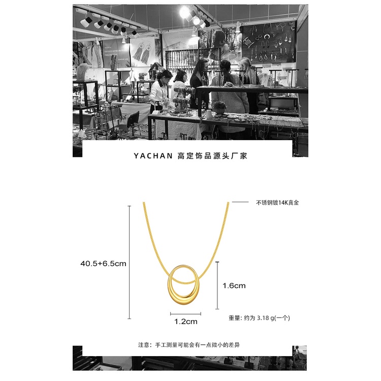 Oval Liontin Kalung tidak teratur titanium steel elegan bermutu tinggi kalung 14K stainless steel pe