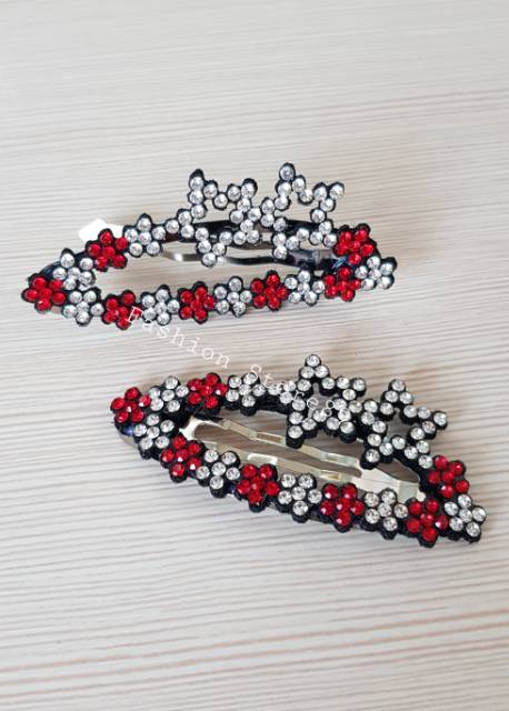 Jepit rambut fashion import model bintang bahan brudu permata / jepit poni import