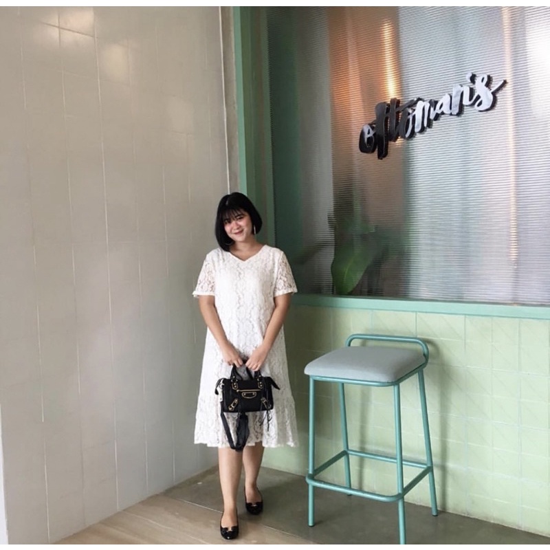 NUNA THE LABEL | Coco Lace Dress Korea Wanita Long Dress White Korean Style