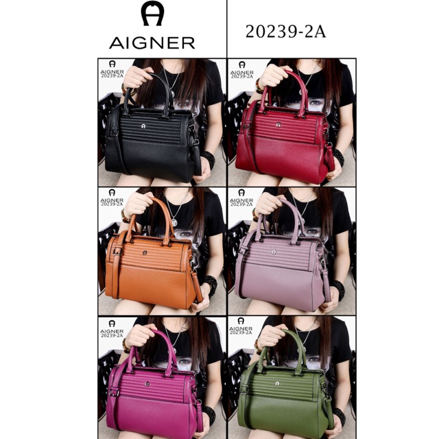 AIGNER Roma Vintage Valois Shoulder Bag Soft Leather like Ori Hardware Black (20239/2A)