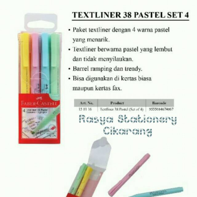

Faber - Castell Textliner 38 Pastel set 4