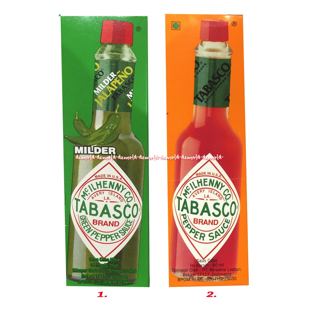 Tabasco Milder 60ml Green Pepper Sauce Jalapeno Saus Cabe Merah Import Tabasko Saos Cabe Made In USA