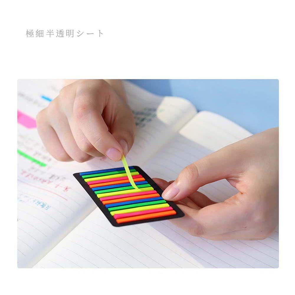 [Elegan] Tab Indeks Neon Perekat Diri Multicolor Transparan Tahan Air Penanda Halaman Perlengkapan Kantor Sekolah Sticky Note