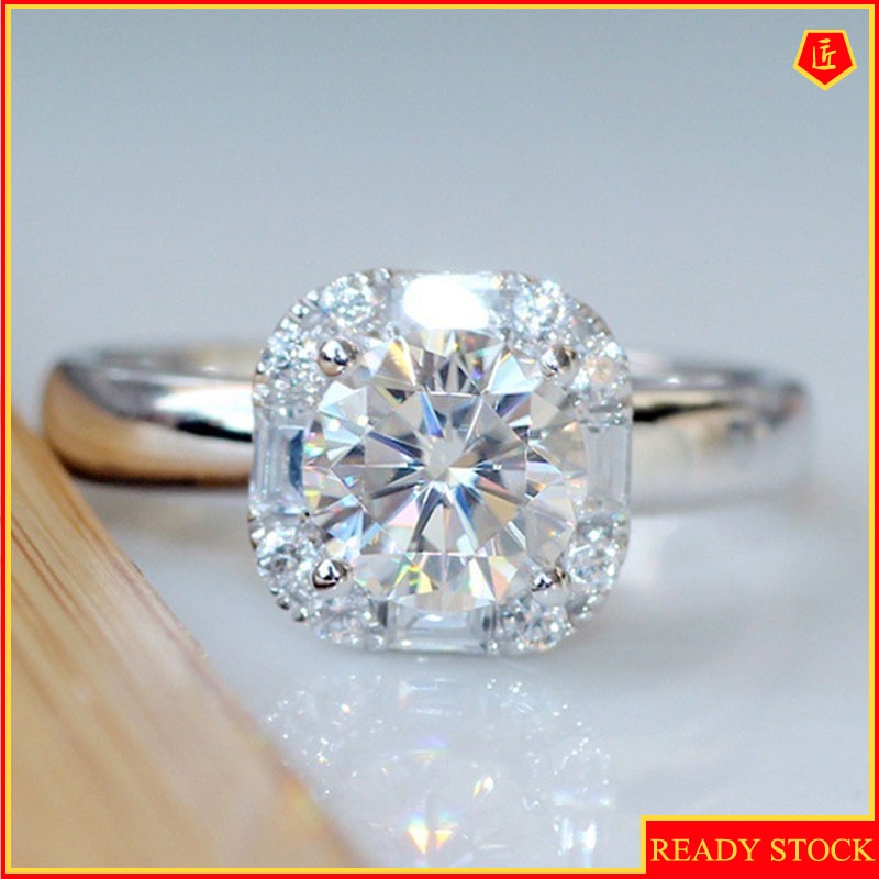 [Ready Stock]Round Shiny Diamond Ring Fashion Simple