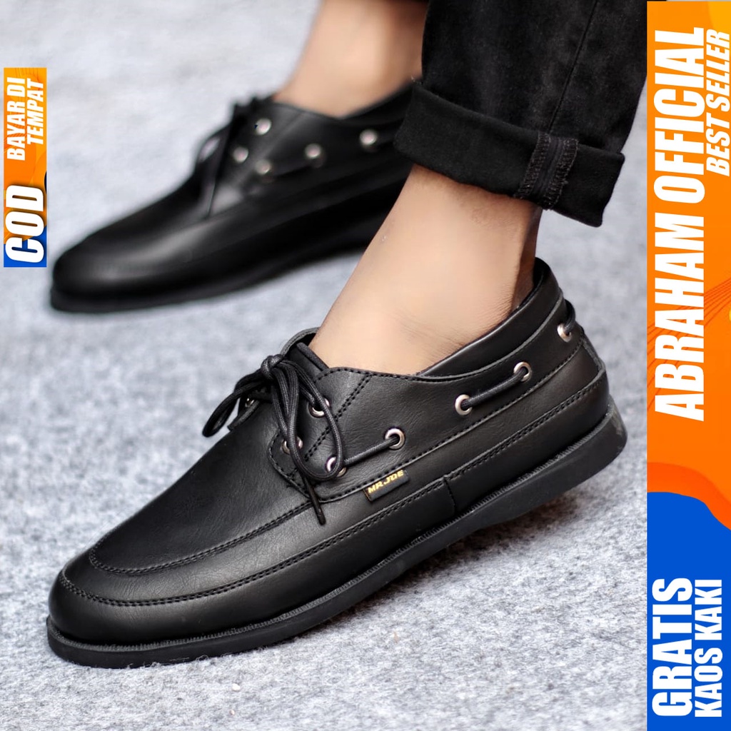 Sepatu Formal Pria Casual Kulit Syntetic Pantofel Hitam Kerja Kantor Kuliah Kondangan Keren Fashion Terbaru