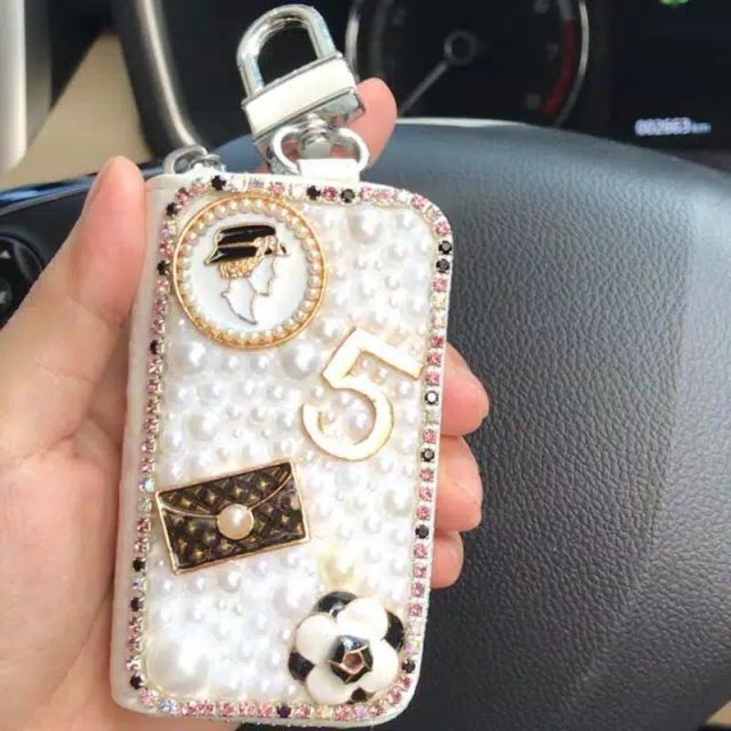 DOMPET KOTAK // Gantungan Kunci Mobil DAD crown canel bling blink impor kulit gantungan kunci mobil stnk dompet kunci mobil stnk dompet kunci mobil chanel set