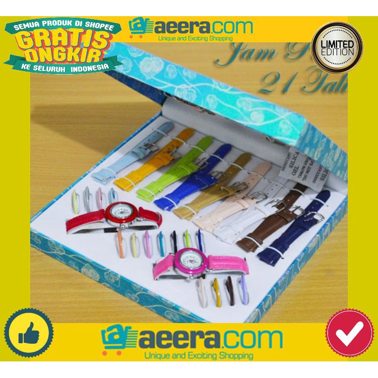 JAM TANGAN CEWEK PAKET 2 JAM 21 TALI 21 RING 21 WARNA W0883