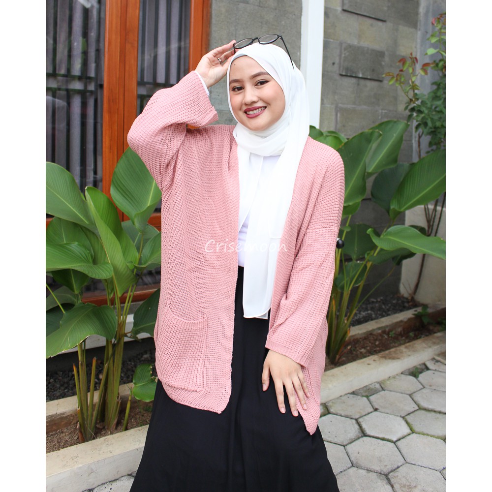 (REALPICT)Kardigan Oversize Rajut Wanita-DUSTY