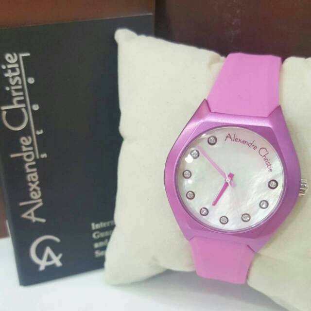 Jam Tangan Alexandre Christie AC2604 Wanita Original Rubber Ungu