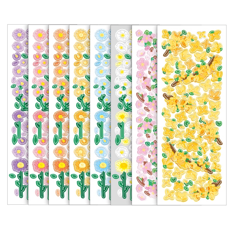 Korea Daisy stiker kartun seni berwarna-warni hipster krisan Jurnal bahan Korea ins tangan Buku stik