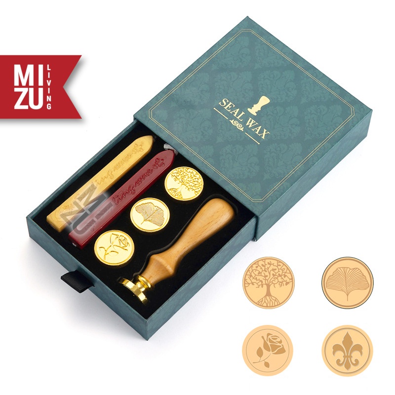 MIZU SIGNET Letter Wax Seal Set Aesthetic Calligraphy Companion Lilin Cap Stempel