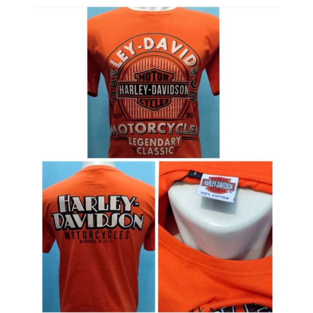 kaos Harley Davidson pendek orange