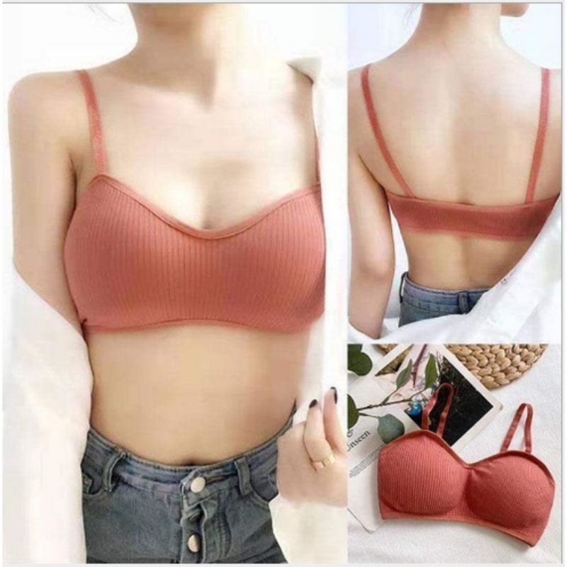 BGEMOY-Tipe D-Push Up Bra BH Salur Tanpa Kawat Dengan Busa Tipis BH Kemben Sexy Busa Bra Daleman Sex