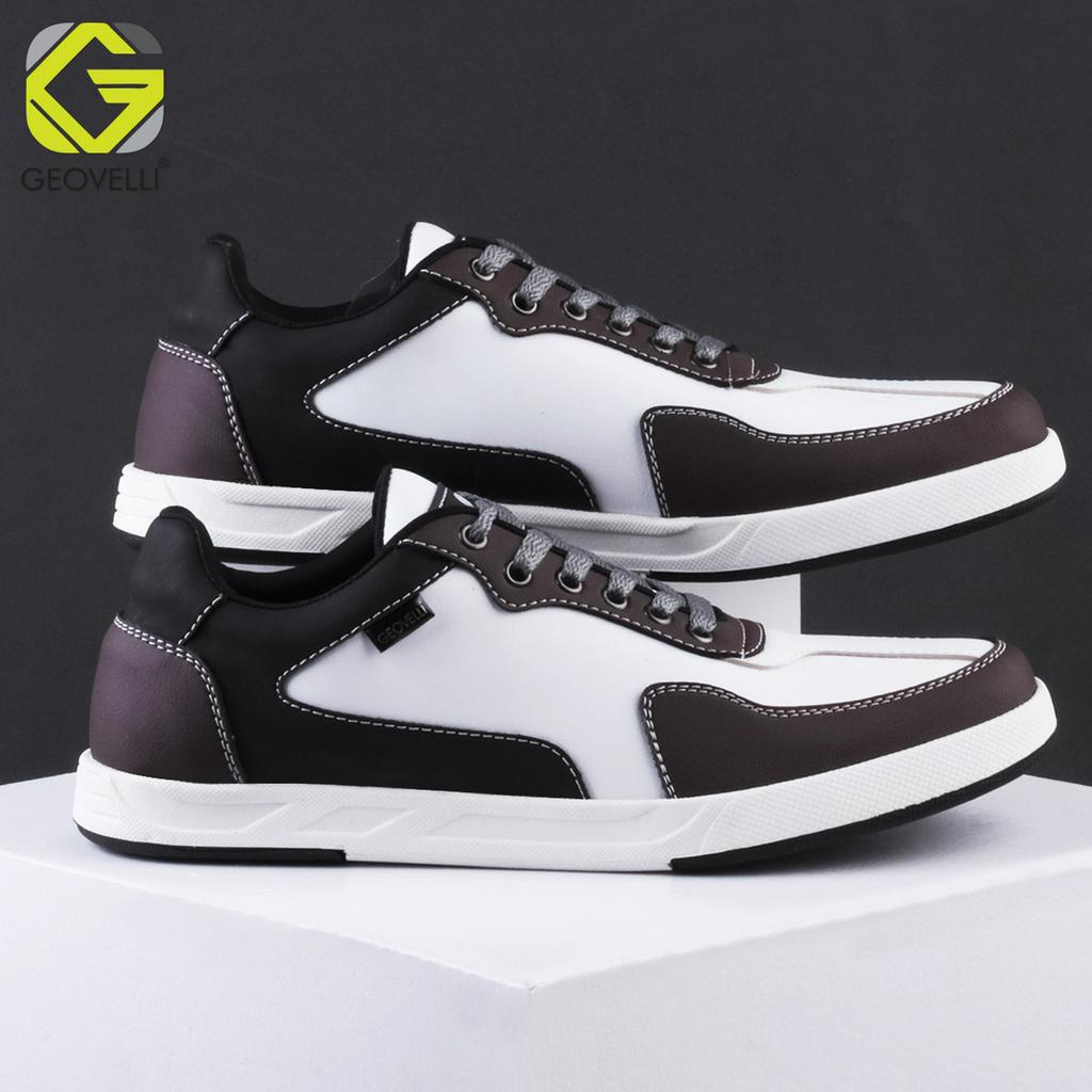 Sepatu Sneakers Pria Terbaru Brand Geovelli Warna Full White Bahan Premium High Quality 39 - 44