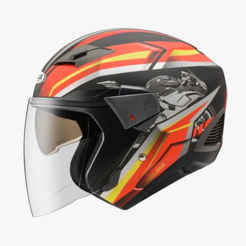 Zeus 611 matt black doff red hitam dop merah TT25 M L XL double visor helm kyt kyoto zs611 z611