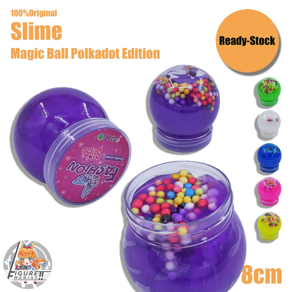 Mainan Anak - Slime Glitter Polkadot Magic Ball Edition Premium Import 8 cm