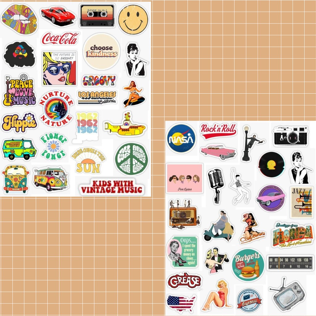 

Ready Retro Aesthetic sticker/stiker estetik murah untuk scrapbook DIY