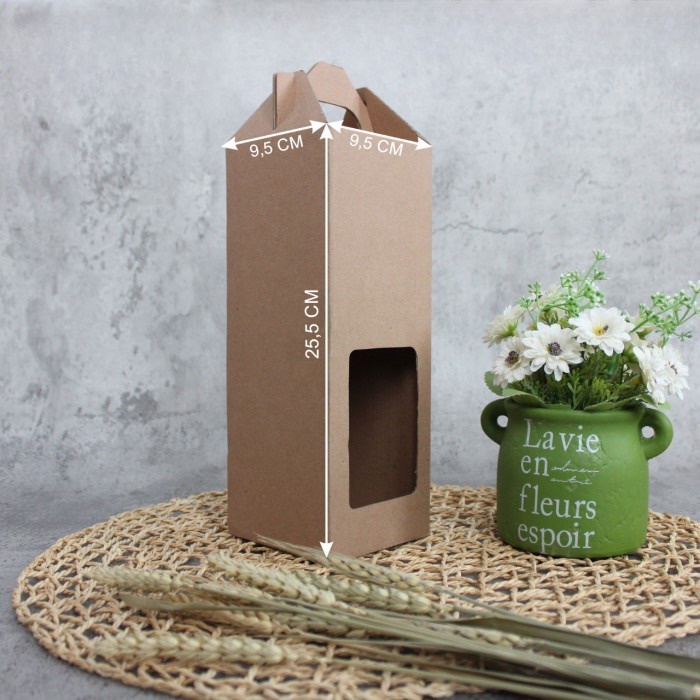 

kardus jinjing botol 1 liter dus hampers coklat polos box packaging botol minum kotak coklat size 9x9x25 cm