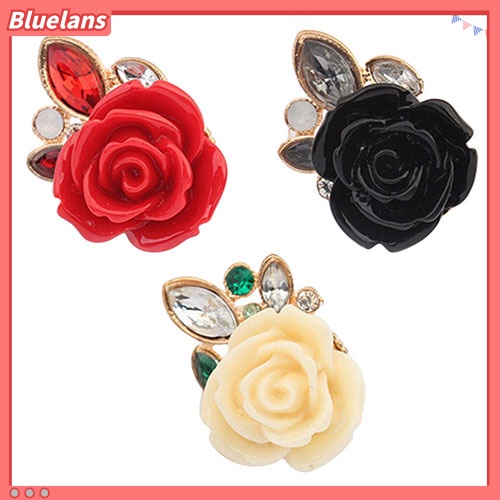 Bluelans Anting Stud Desain Bunga Mawar Aksen Berlian Imitasi Gaya Retro Elegan Untuk Wanita