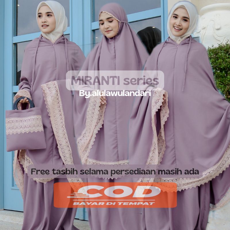 mukena  resleting 2 in 1 dewasa jumbo katun renda giper mewah MIRANTI series