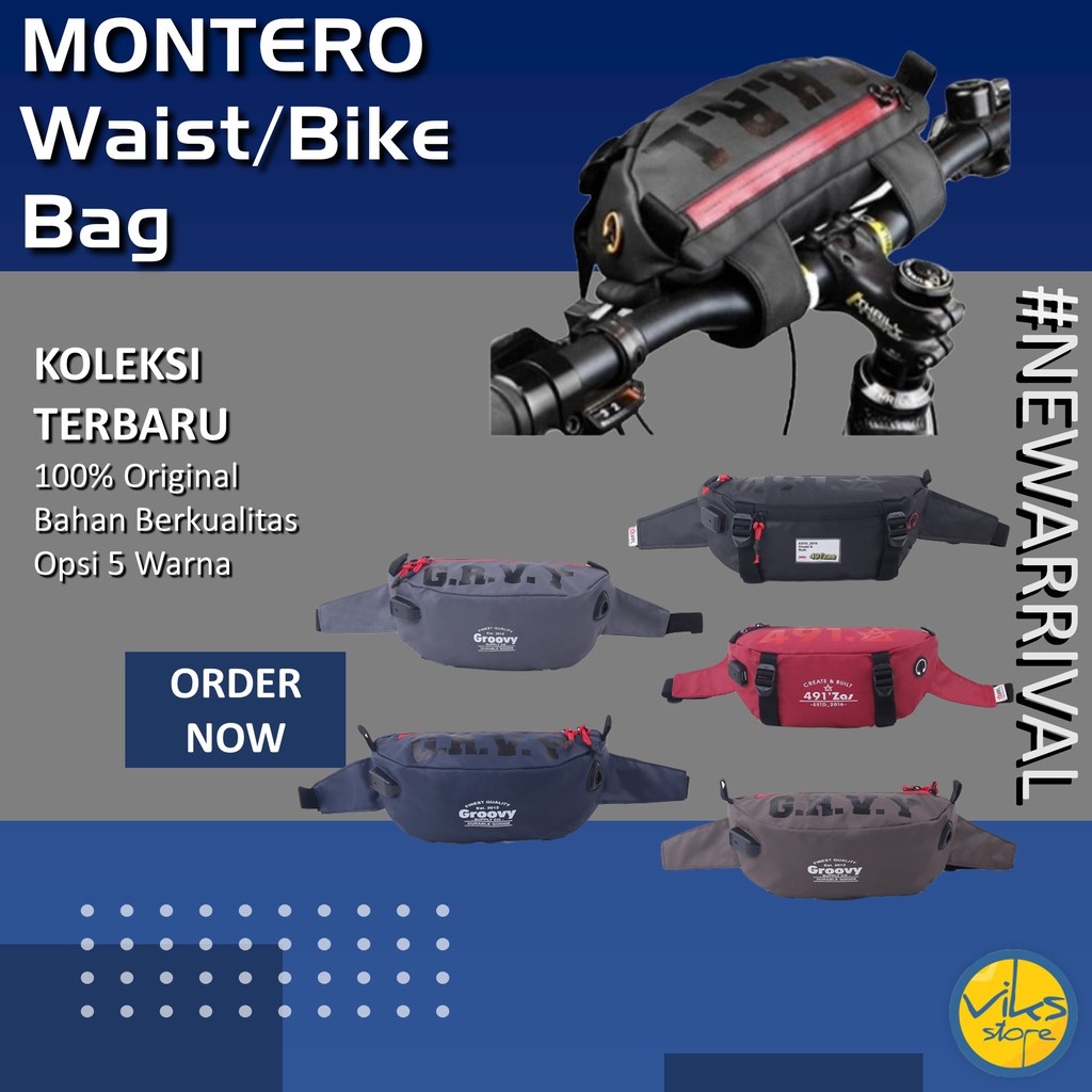 Tas Stang Sepeda Waist Bag Montero Original Waterproof Multifungsi Lokal Anti Air