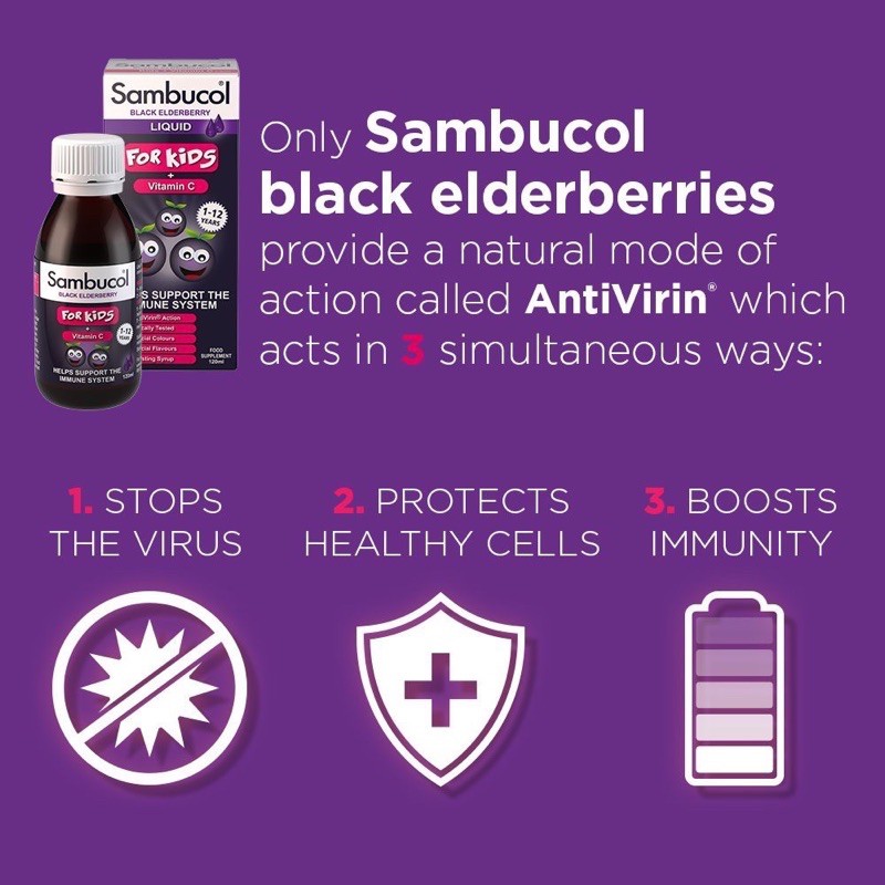 Sambucol kids UK version Vitamin C vit c  black elderberry 120ML