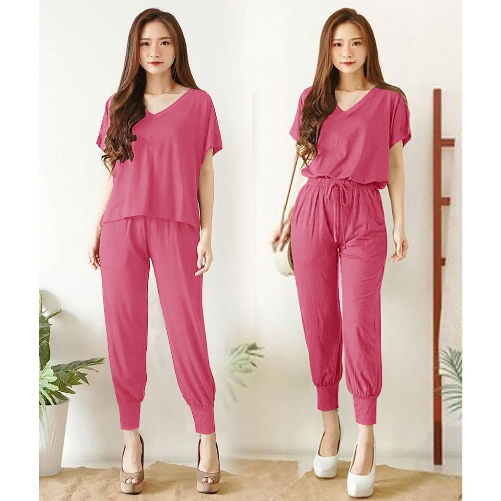 Setelan Jogger wanita dewasa PREMIUM / One set daily Korean style/ Set Sofie polos / Stelan santai sehari hari / set training babyterry remaja