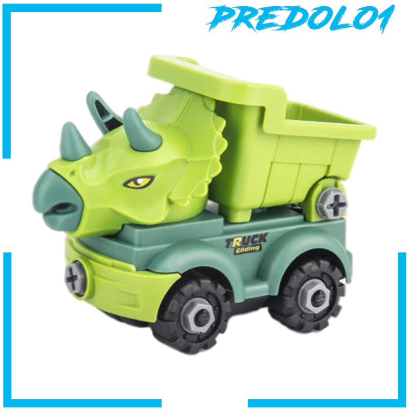 (Predolo1) Mainan Mobil Truk Pull Back Bentuk Dinosaurus Untuk Bayi